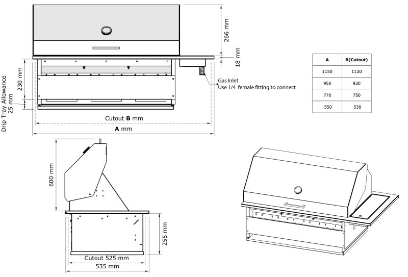 Three OneSix Drop in - Technical Drawing